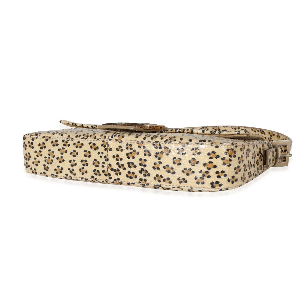 Fendi Beige Brown Leopard Print Python Baguette - image 7